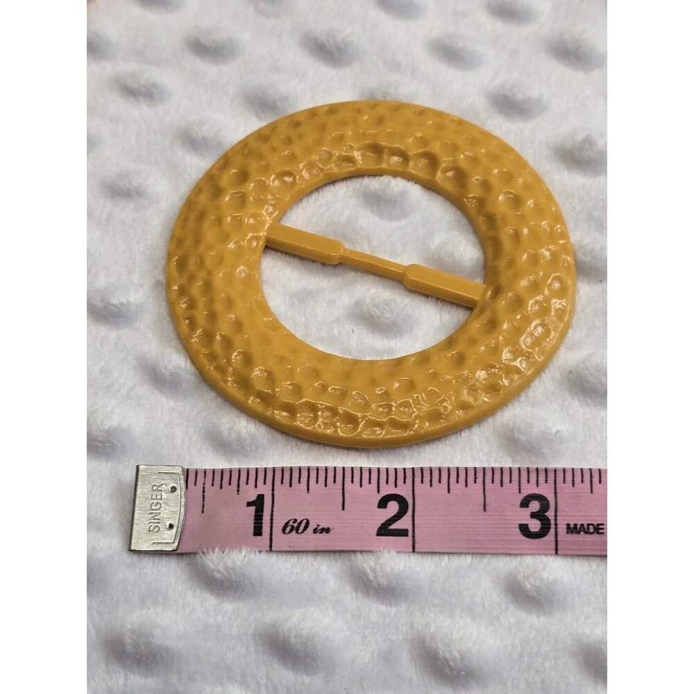 Vintage 1980s Plastic T-Shirt, And Scarf Slide Buckle Set Of 2 Orange Yellow MCM
